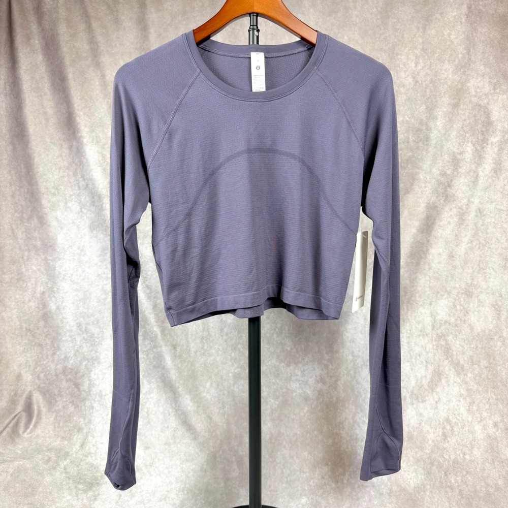 Lululemon Swiftly Tech Cropped Long Sleeve 2.0 Nightfall Purple Size 12 NEW